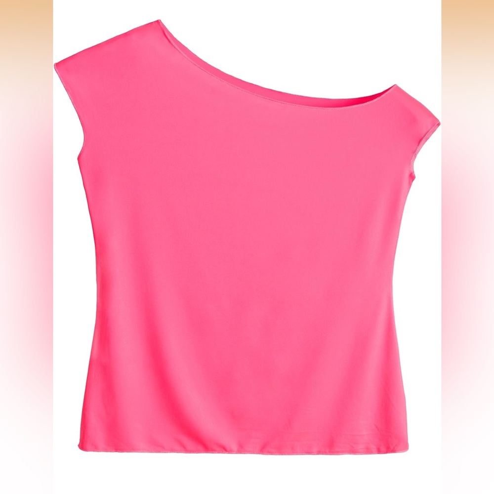 80’s Style Neon Pink Off The Shoulder Top